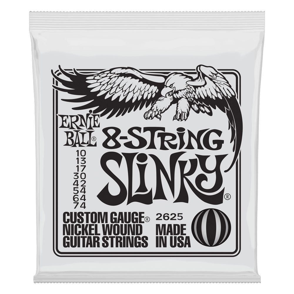 Ernie Ball 8-String Slinky Electric Nickel Wound Gauges .010 .013 .017 .030 .042 .042 .054 .064 .074 - Bananas at Large®