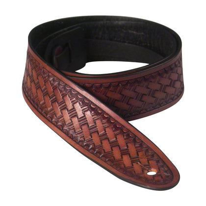 Golden Gate SG-5312 Shelton Leather 1.75 in. Guitar Strap – Mahogany Brown