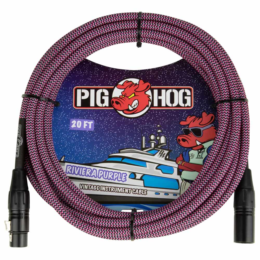 Pig Hog PHM20RPP Riviera Purple Woven Microphone XLR Cable - 20 ft.