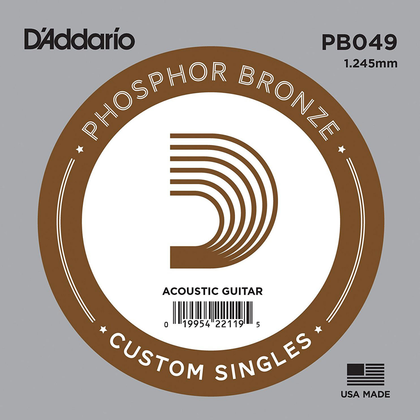 D'Addario .049 Guage Single Phosphor Bronze Wound Acoustic Guitar Strings