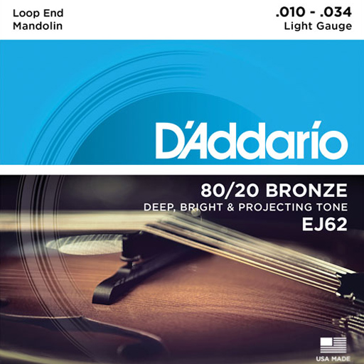 D’Addario EJ62 80/20 Bronze Mandolin Strings Light Loop End - Bananas at Large