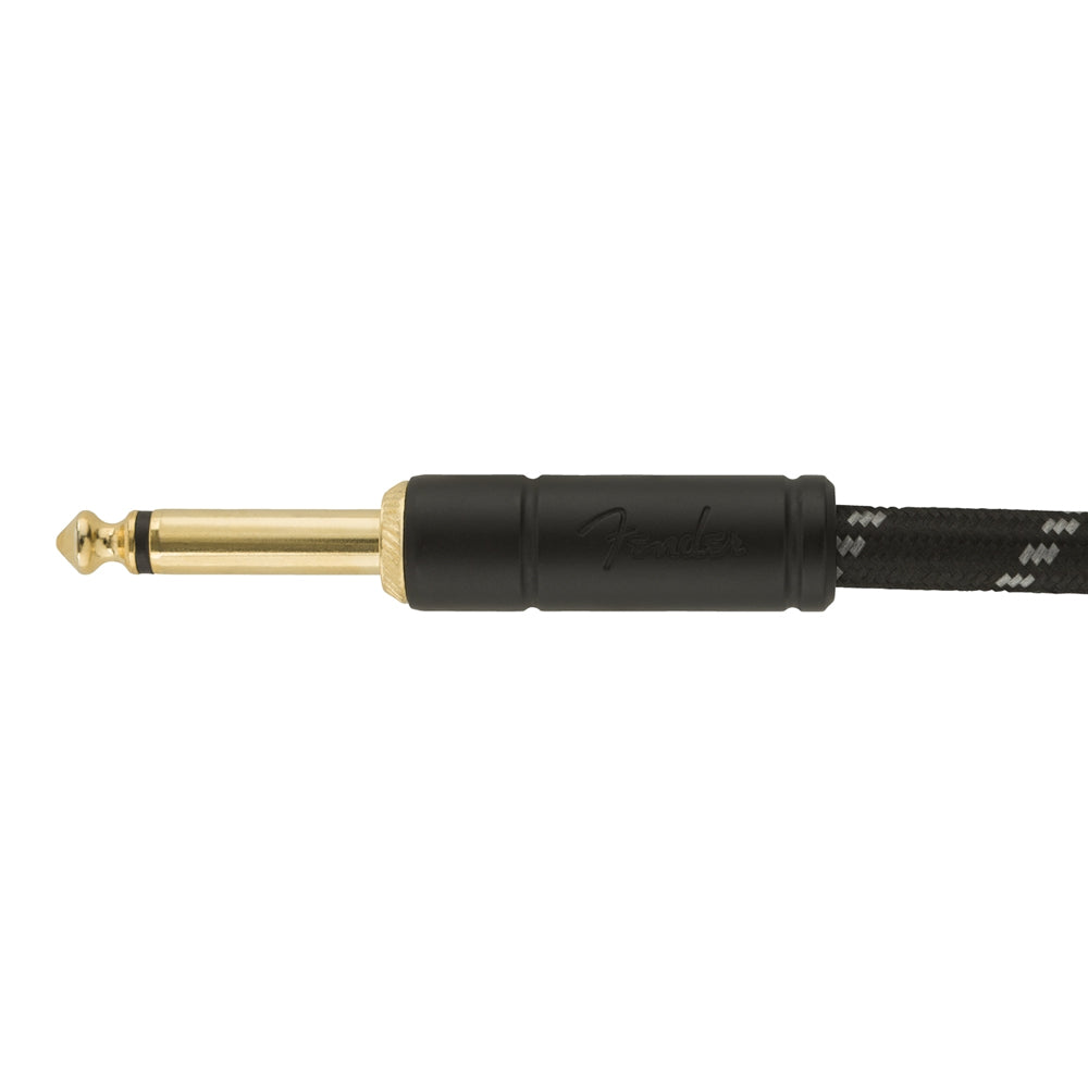 Fender Deluxe Series Straight to Angle Instrument Cable - Black Tweed - 15 ft. - Bananas at Large®