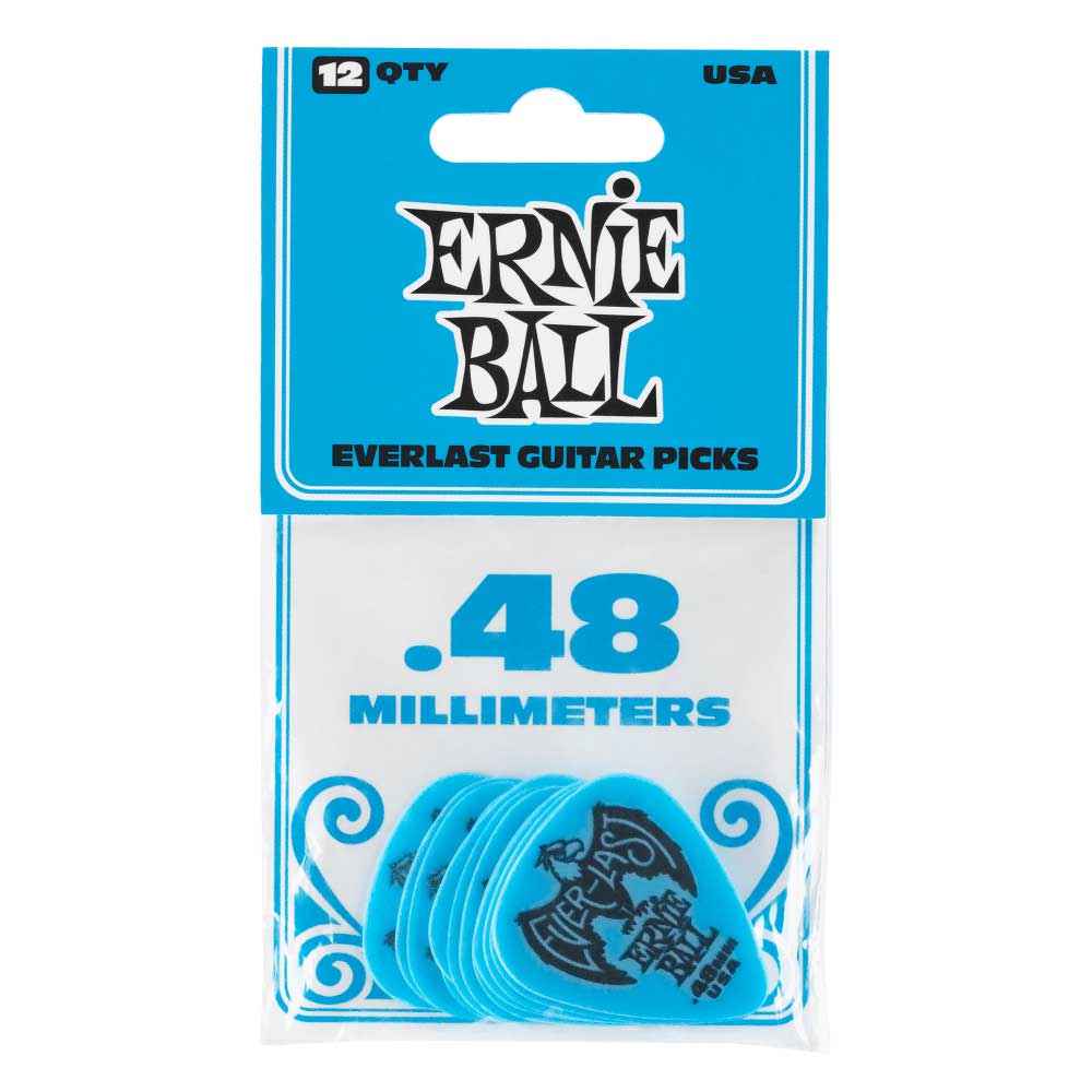 Ernie Ball P09181 Blue Everlast Guitar Picks (12 Pack) - Standard - Light (0.48mm) - Bananas at Large®