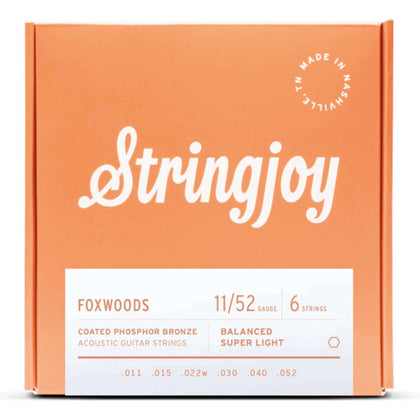 Stringjoy Foxwoods | Super Light Gauge (11-52) Coated Phosphor Bronze Acoustic Guitar Strings