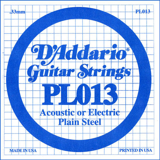 D'Addario PL013 Plain Steel Guitar Single String - Bananas At Large®