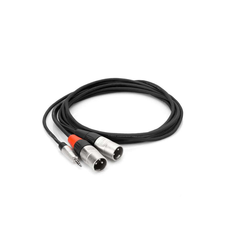 Hosa Pro Stereo Breakout REAN 3.5 mm TRS to Dual XLR3M, 3ft