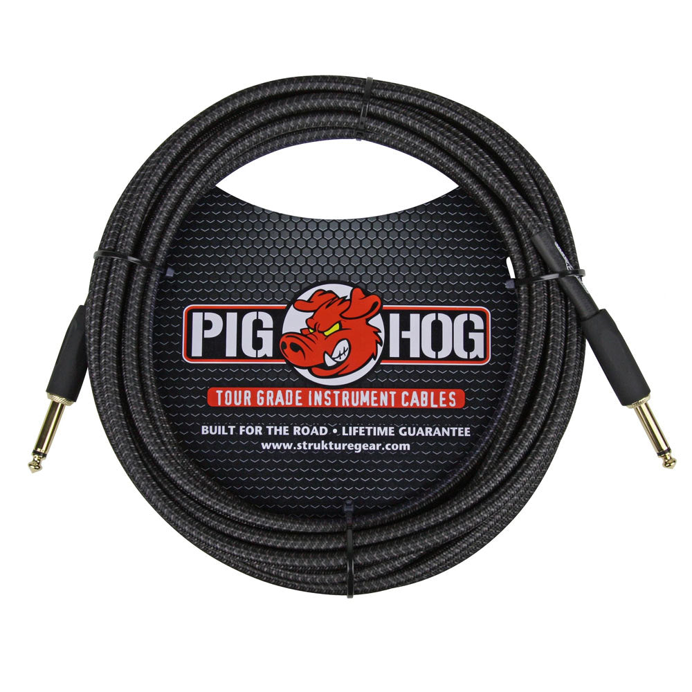 Pig Hog PCH20BK Vintage Series 1/4" Instrument Cable - Black Woven - 20 ft. - Bananas at Large®