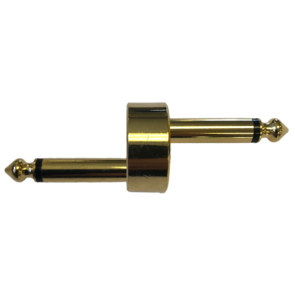 Premium All Gold Offset Pedal Coupler 1/4 in. Male TS to Same Adapter