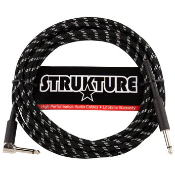 Strukture SC186BSR Straight to Angle Instrument Cable - Vintage Black/Silver - 18.6 ft.
