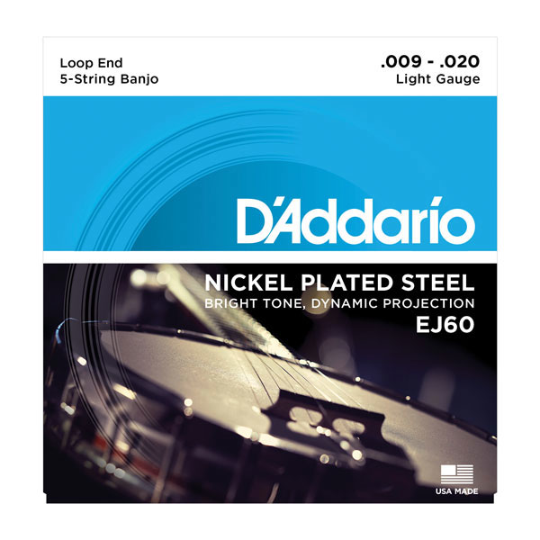 D'Addario EJ60 Nickel 5-String Banjo Light Strings 9-20 - Bananas At Large®