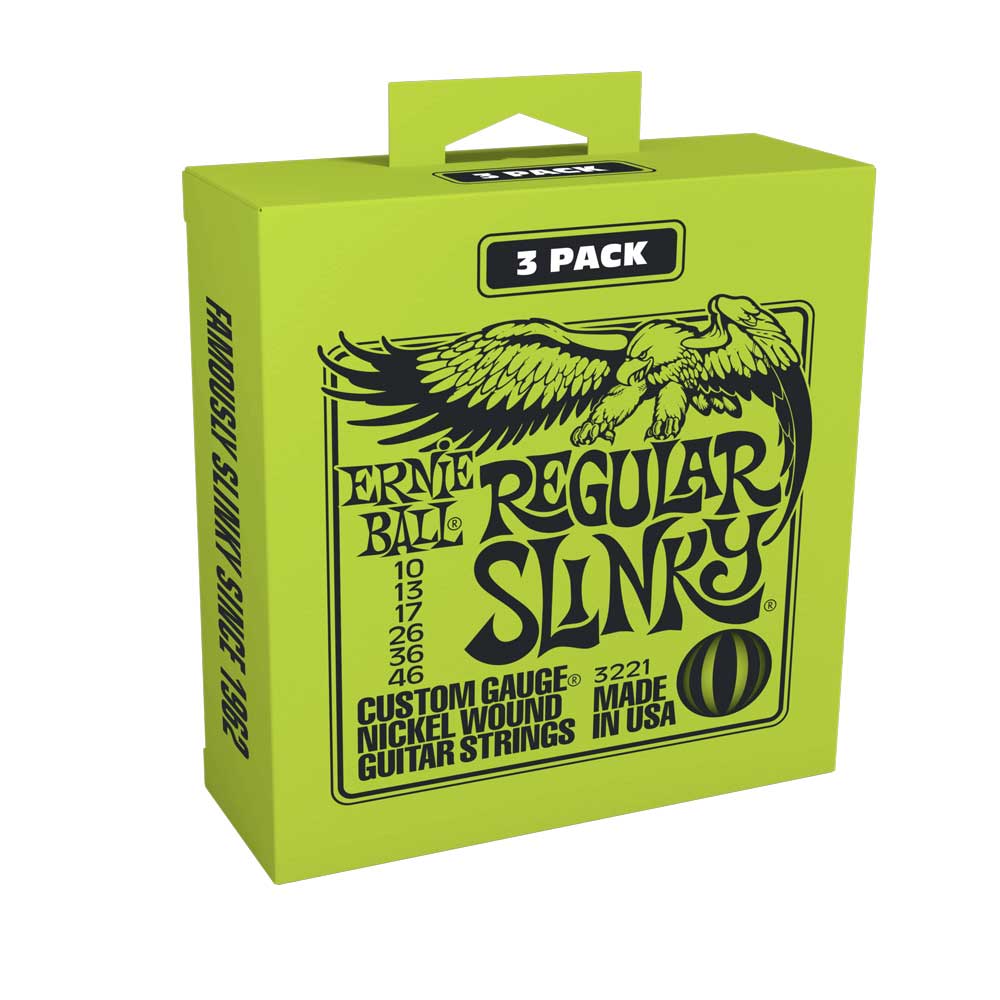 Ernie Ball 3221 Electric Guitar String Set (3 Pack) - Nickel Wound Regular Slinky 10-46 - Bananas at Large®