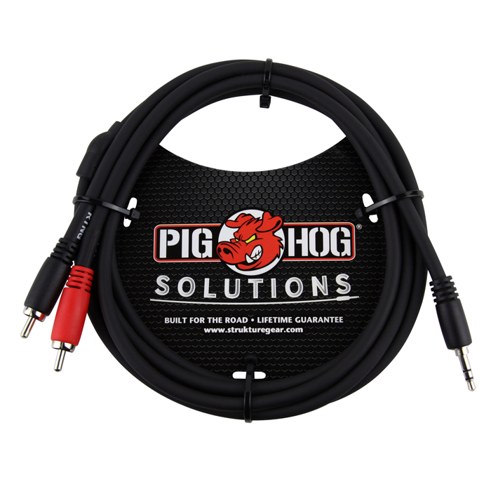 Pig Hog PB-S3R06 Solutions 6ft Stereo Breakout Cable, 3.5mm to Dual RCA - Bananas at Large - 1