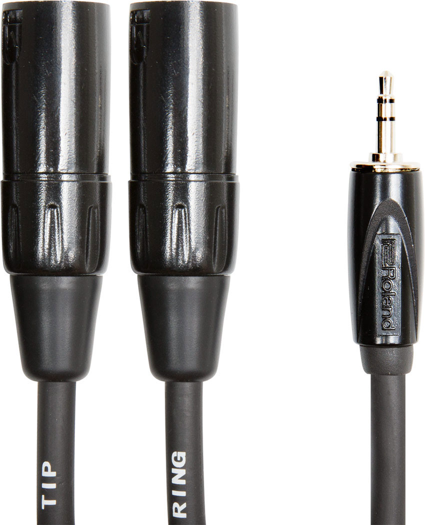 Roland RCC-15-352XM Black Series 15ft. Balanced Interconnect Cable with 1/8 in. TRS to Two XLR Male - Bananas at Large