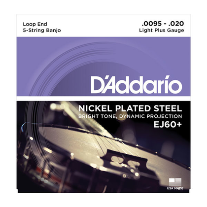 D'Addario EJ60+ Nickel 5-String Banjo Light Plus Strings 9.5-20 - Bananas At Large®