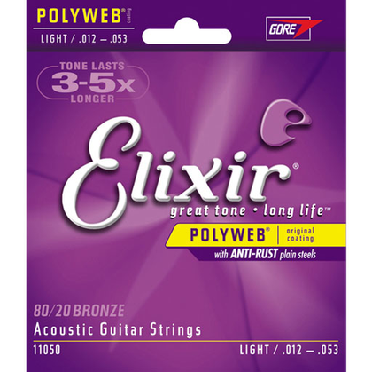 Elixir 11050 80/20 Bronze Light Acoustic Guitar Strings with Polyweb Coating 12-53 - Bananas At Large®