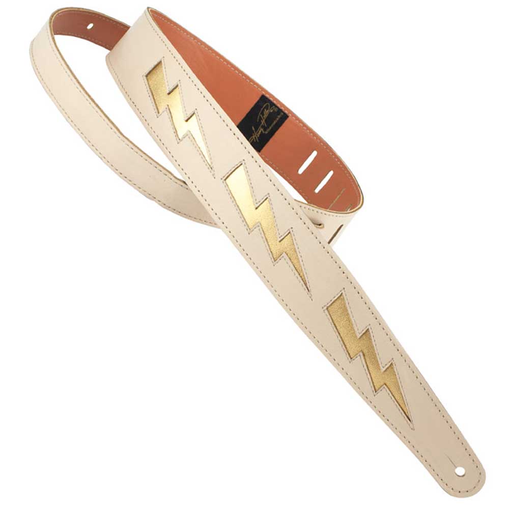 Henry Heller - HPDB-BG - Bolt Series Leather 2 inch Strap - Bone with Gold Bolts - Bananas at Large®
