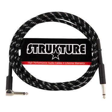 Strukture SC10BSR Straight to Angle Instrument Cable - Vintage Black/Silver - 10 ft.