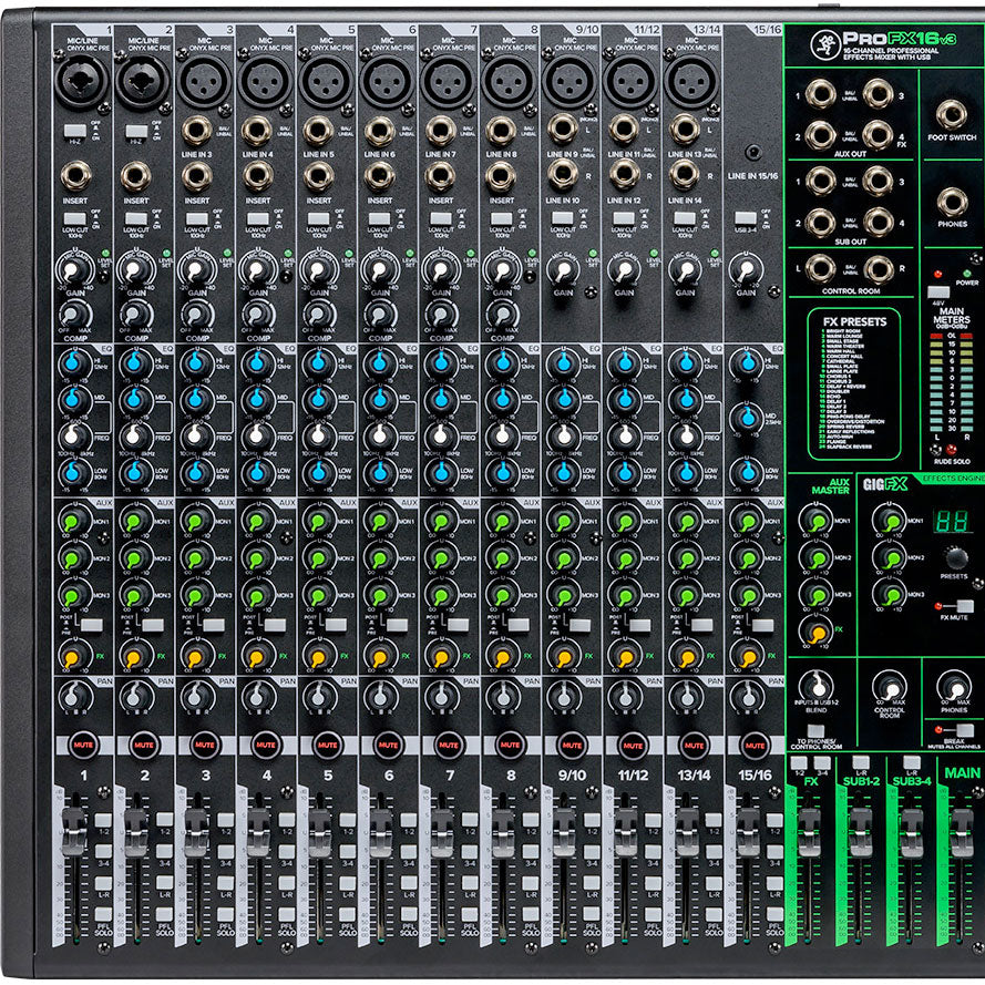 Mackie ProFX16v3 16 Channel 4-Bus Professional Effects Mixer with USB