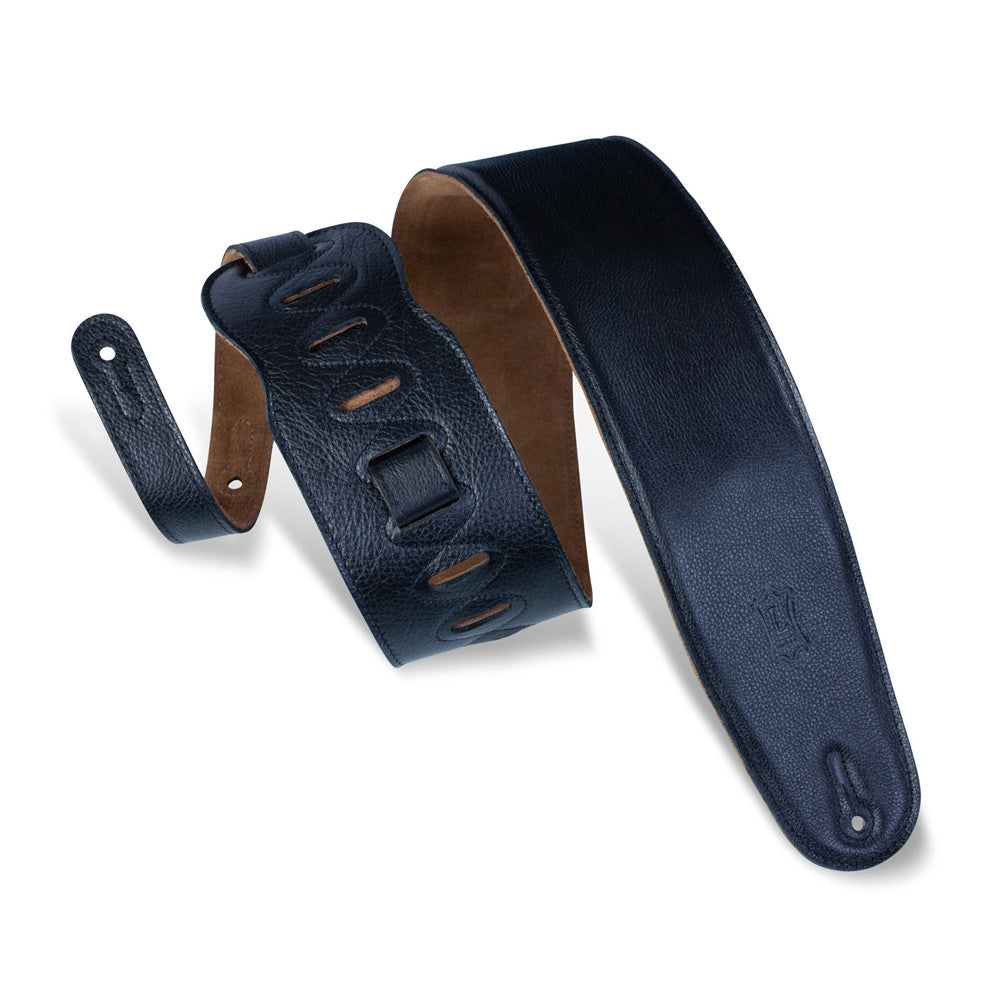 Levys M4GF-BLK Garment Leather 3.5 in. Guitar Strap - Black