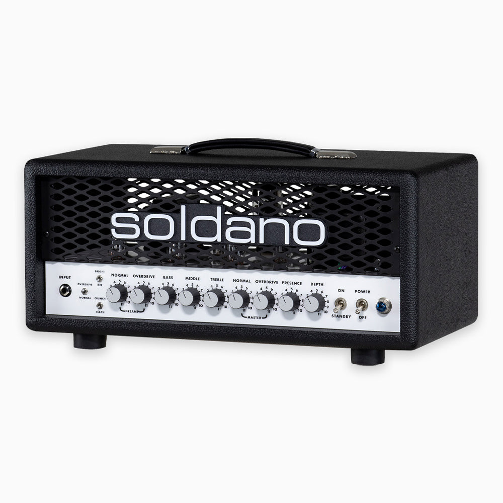 Soldano Super Lead Overdrive - 30w All Tube Head - Black Tolex - White Front/Rear Control Panel - Classic Metal Grille