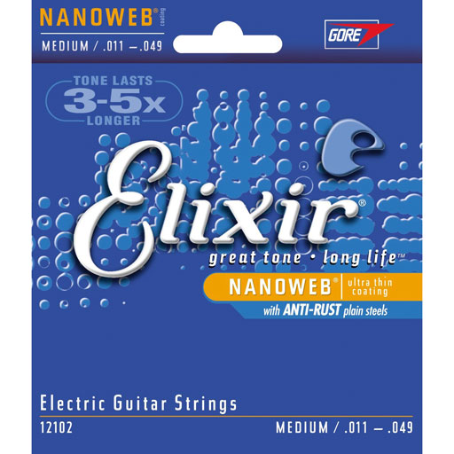 Elixir 12102 Electric Guitar Nickel Plated Steel Strings with Nanoweb Coating - Medium - Bananas At Large®