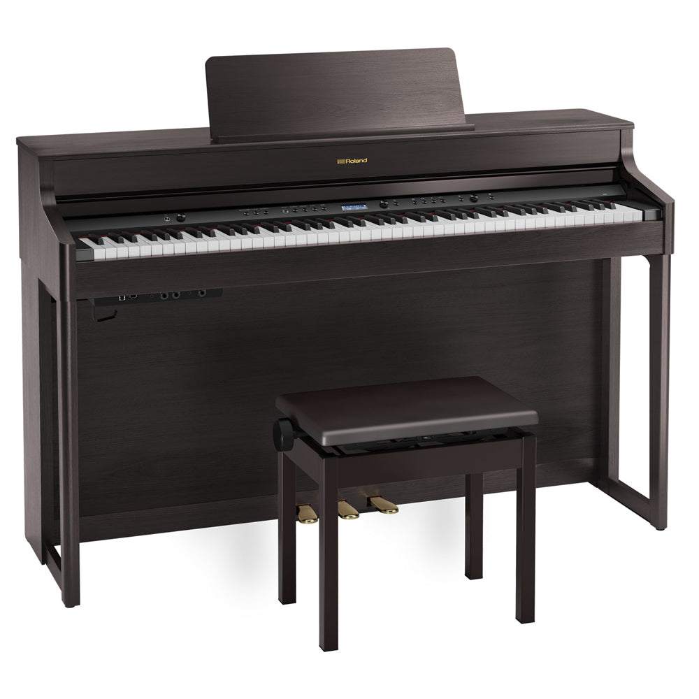 Roland HP-702 Digital Upright Piano with Stand and Bench - Dark Rosewood