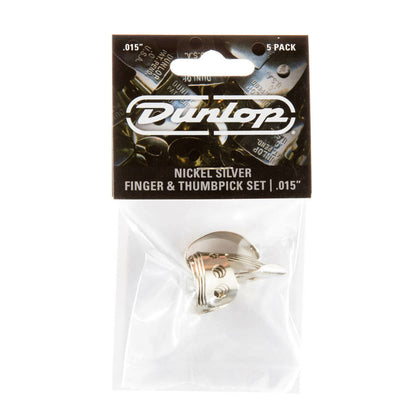 Dunlop 33P015 Nickel Silver Finger & Thumbpicks (5 Pack) - .015