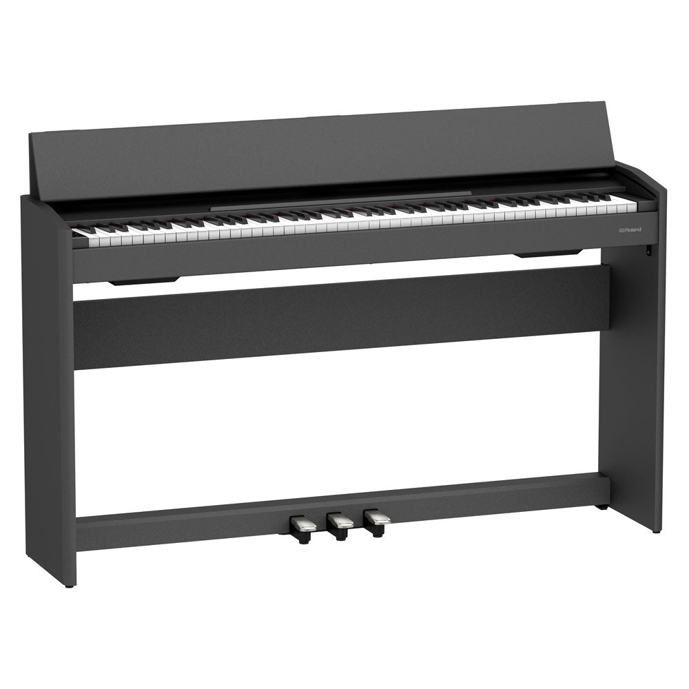 Roland F-107 Digital Upright Piano with Stand, Bench, and Pedals - Black - Bananas at Large®