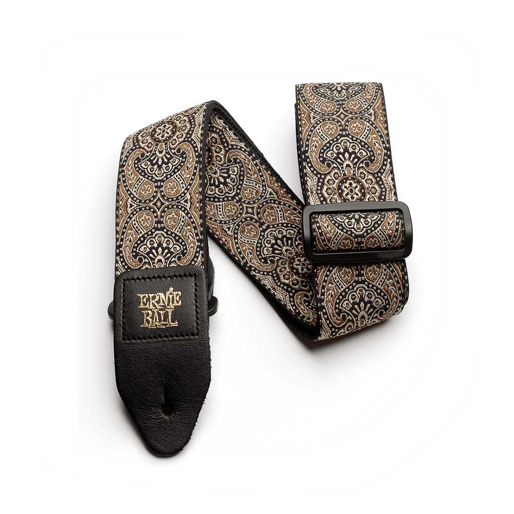 Ernie Ball P04163 Jacquard Design Polypro 2 in. Guitar Strap - Gold & Black Paisley - Bananas at Large®