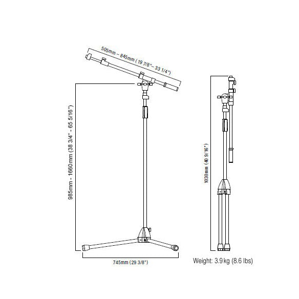 Tama Iron Works Tour Series Telescopic Boom Microphone Stand