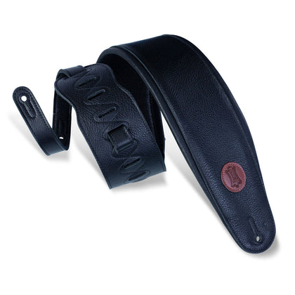 Levy's MSS2-4-BLK Garment Leather 4.5 in. Guitar Strap - Black