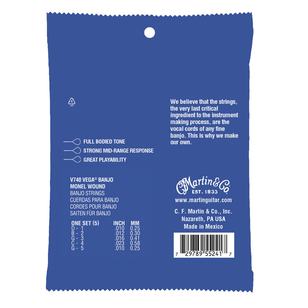Martin V740 Vega Monel Wound Banjo Strings - Medium