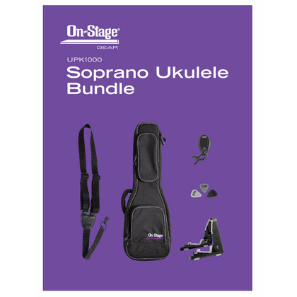 On-Stage UPK1000 Soprano Ukulele Bag, Strap, Tuner, Picks & Stand Bundle