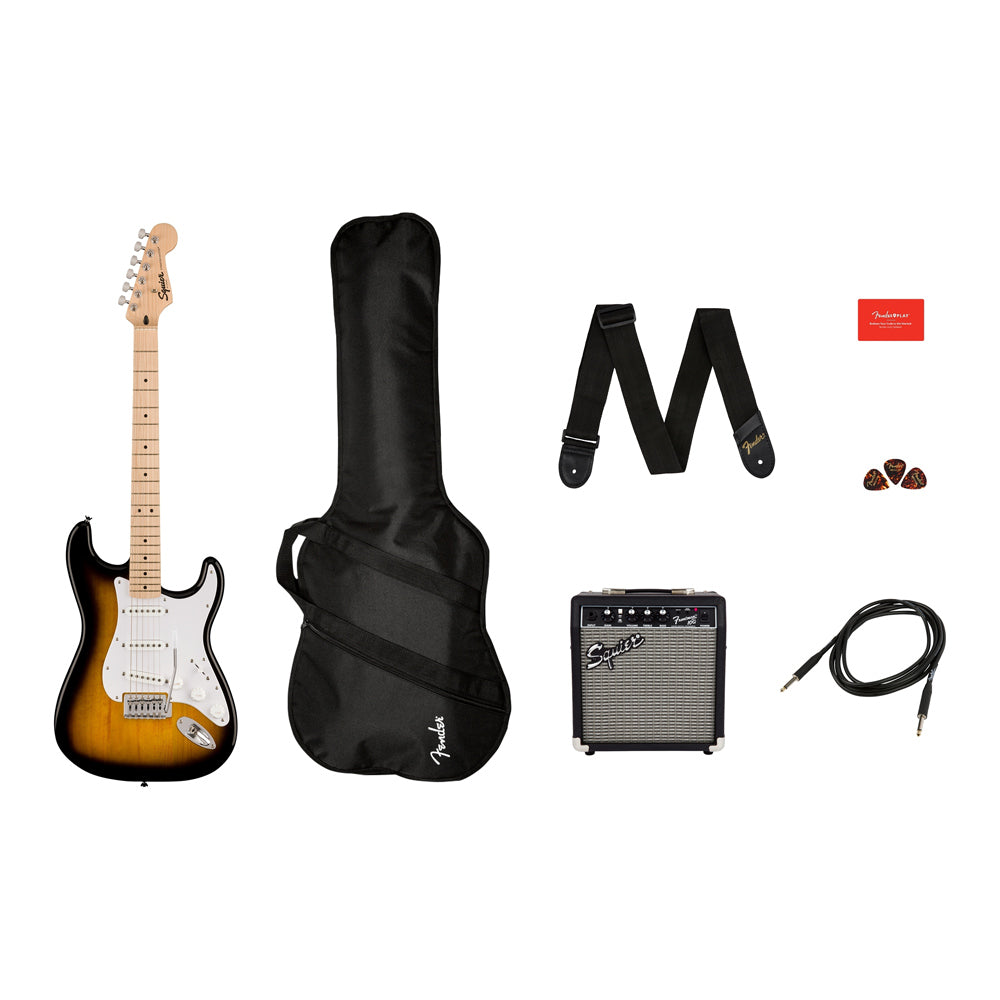 Squier Sonic Stratocaster Electric Guitar Pack with Frontman 10G Amp - 2-Color Sunburst