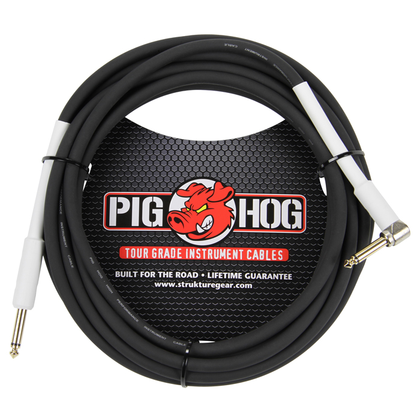 Pig Hog PH10R 10ft 1/4 in. to 1/4 in. Right angle 8mm Instrument Cable - Bananas at Large