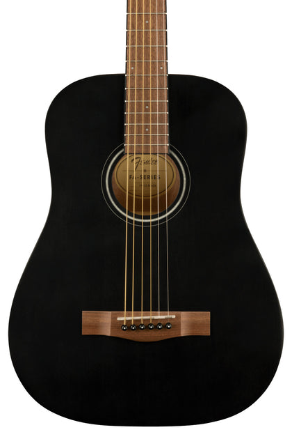 Fender FA-15 3/4 Scale Steel String Acoustic Guitar with Gig Bag, Walnut Fingerboard - Black
