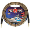 Pig Hog PCH10TBR Vintage Woven Straight to Straight Instrument Cable - Tuscan Brown - 10 ft.