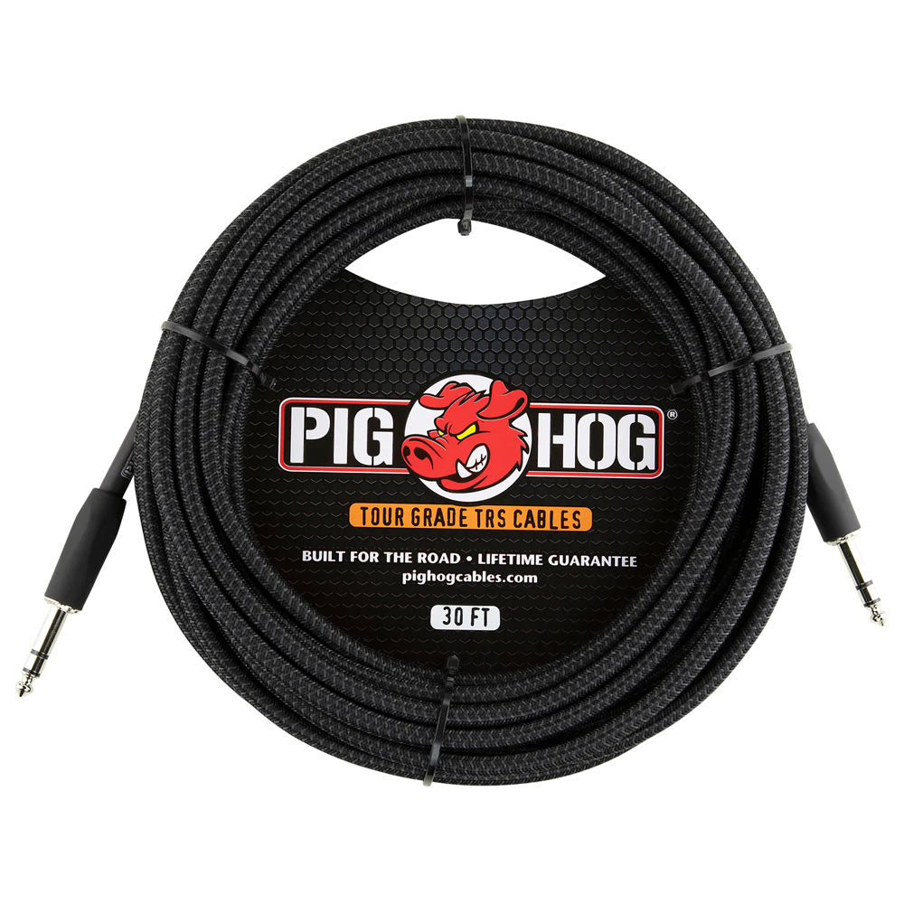 Pig Hog Vintage Series Black Woven TRS Cable - 30 ft.