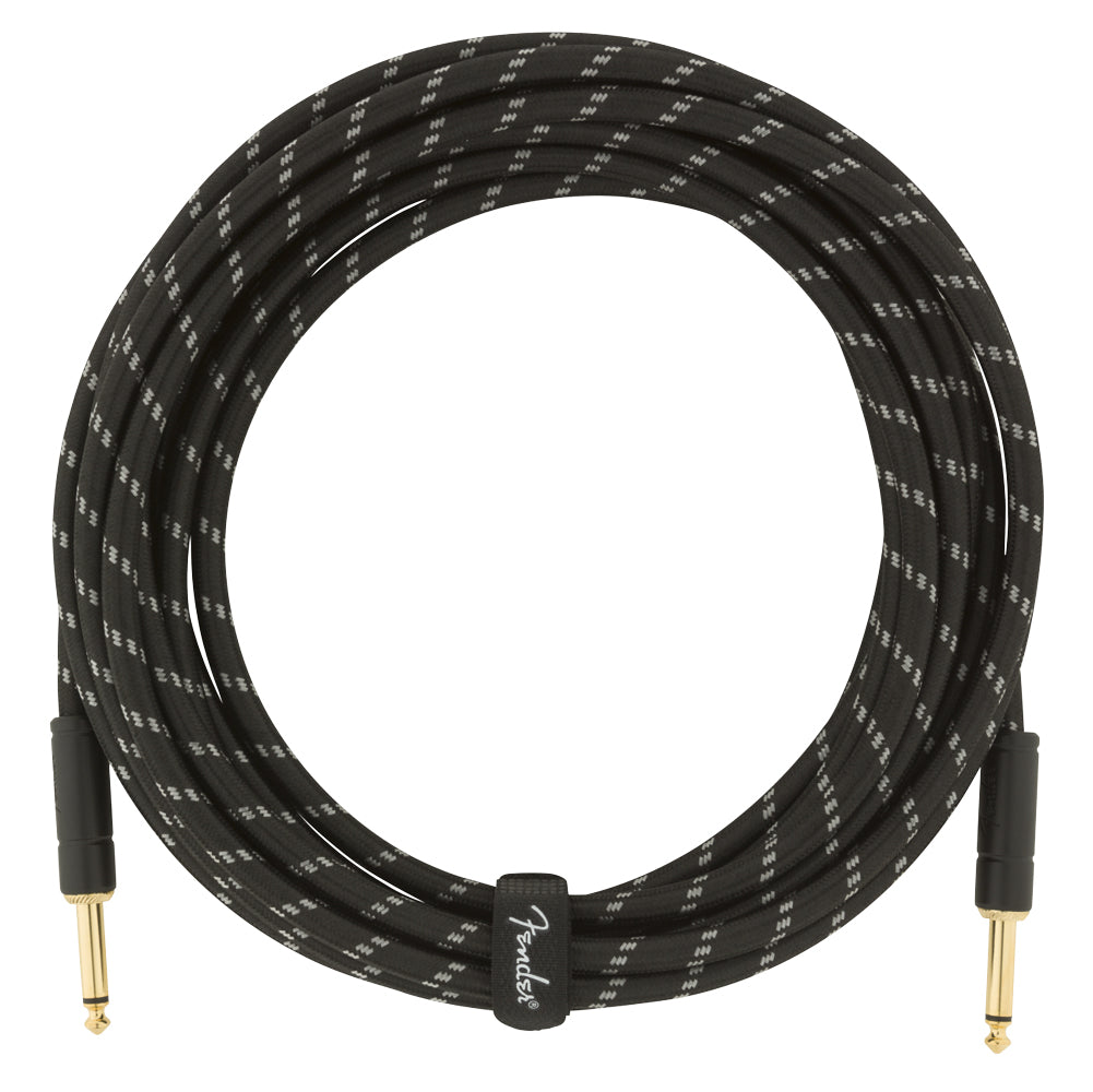 Fender Deluxe Series Straight to Straight Instrument Cable - Black Tweed - 18.6 ft. - Bananas at Large®