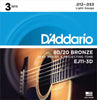 D'Addario EJ11-3D 80/20 Bronze Acoustic Guitar Strings Light 3 Sets