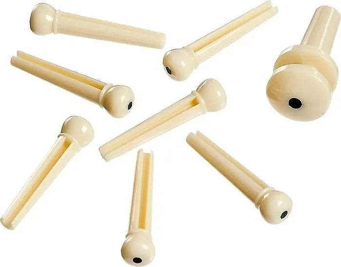 D'Addario PWPS12 Molded Bridge Pins with End Pin Set of 7 Ivory with Black Dot - Bananas at Large®