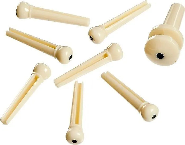 D'Addario PWPS12 Molded Bridge Pins with End Pin Set of 7 Ivory with Black Dot