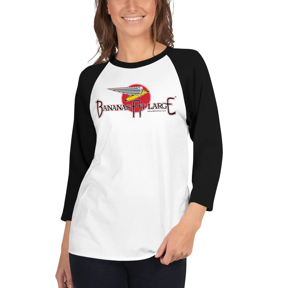 Bananas at Large® 3/4 Sleeve Raglan Shirt, Retro Logo - Unisex